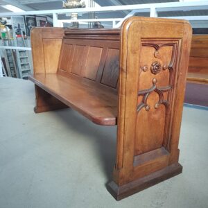 St Barnabas of Linslade One Carved End Oak Gothic Church Chapel Pew (SOLD)