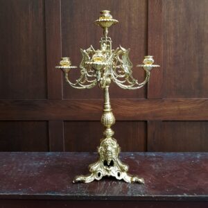 Elaborate and Heavy Solid Brass Five Branch Altar Chandelier (SOLD)