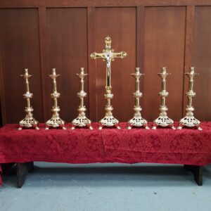 Highly Ornate Angel Base Solid Brass Big Six Candlesticks