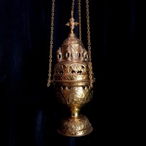 Brass Thurible Censer Incense Burner Byzantine Styled with Towers No Bells