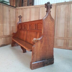 Antique Solid Oak Gothic Choir Church Pew (SOLD)
