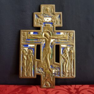 Bronze Russian Enamel Crucifix Icon with the Holy Face (SOLD)