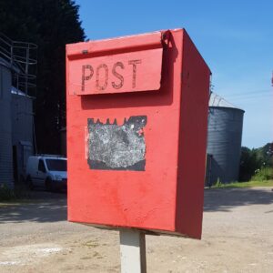 Steel and Cast Iron Post Box with Lift Up Flap & Lockable Tray (SOLD)