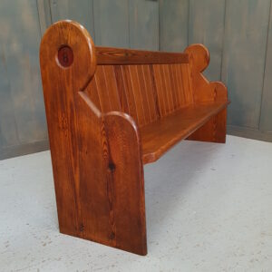 Marks Tey Old Victorian Antique Pitch Pine Pew With a Numbered End (SOLD)