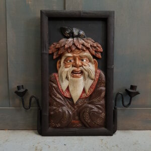 Unusual Lacquered Hand Carved Japanese Devotional Kodama Shrine Hanging with Attached Candelabra (SOLD)