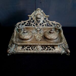 Spectacular Heavy Brass Antique Victorian Double Ink Well (SOLD)