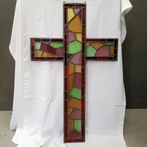 One Metre Tall Stained Glass Cross Window Hanger (SOLD)