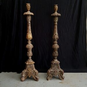 Old Tall Baroque Carved Wooden Candlestands (SOLD)