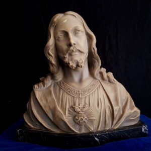 Painted Coade Stone Bust of Jesus The Sacred Heart (SOLD)