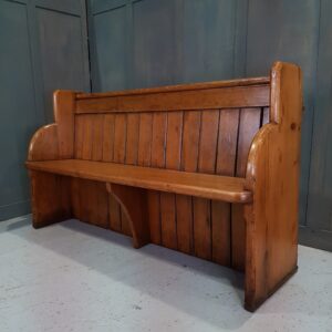 Lustrous Antique Golden Pine Church Chapel Pew with Back to Floor (SOLD)