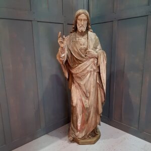 Lifesize Hand Carved Antique Sacred Heart Jesus Statue (SOLD)