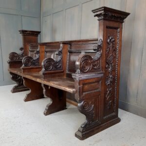 Spectacular Baroque Georgian Style Carved Oak Pew from St John at Hackney (SOLD)