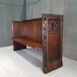 St John at Hackney Gothic Carved Oak Antique Church Chapel Pew (SOLD)