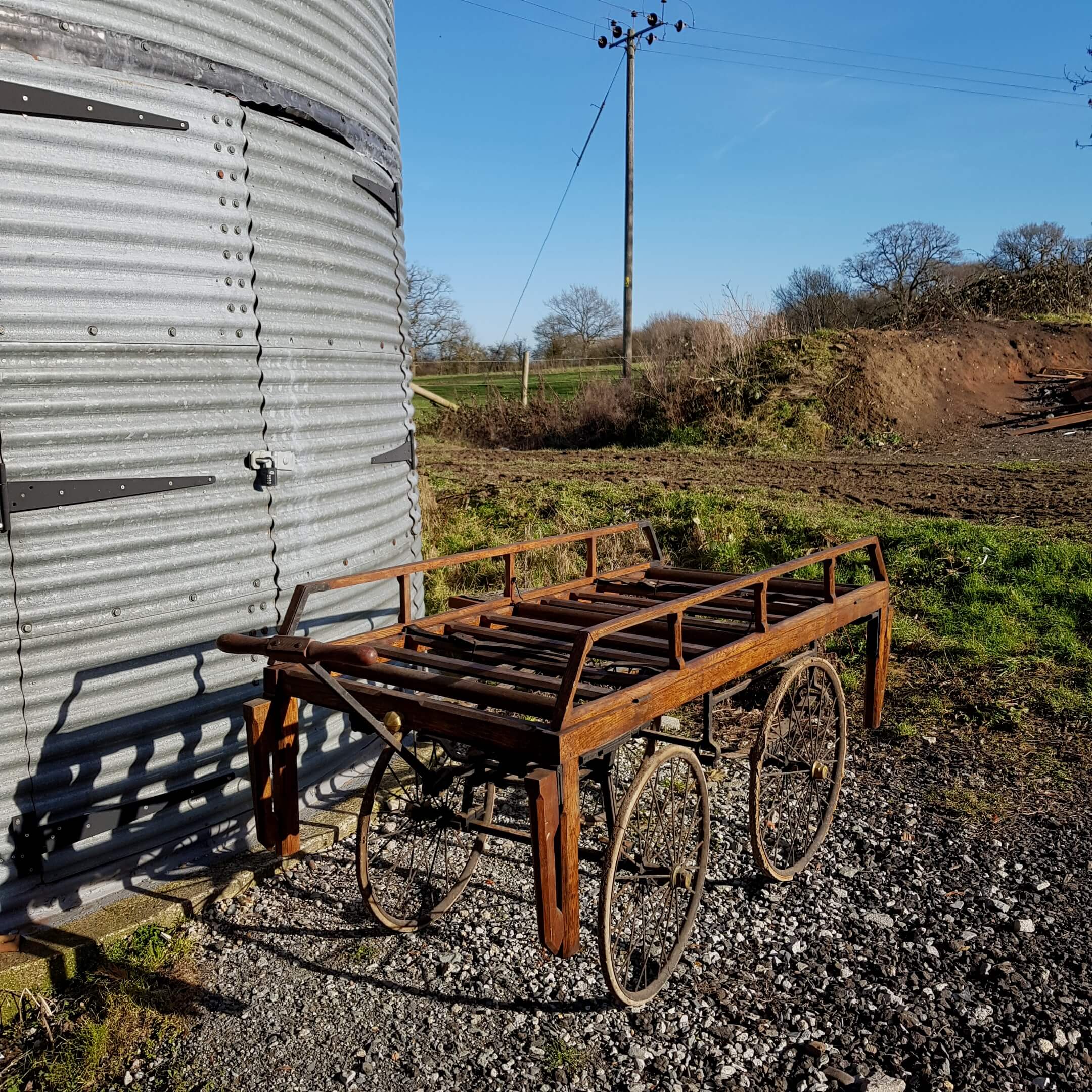 Original Oak & Iron Funeral Coffin Bier Catafalque Carriage (SOLD)