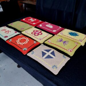 Nine Hand Embroidered Slim Hassocks Kneeling Cushions (SOLD)