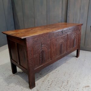 18th Century Antique Old English Oak Style Coffer Trunk Chest (SOLD)
