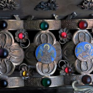 Rare and Unusual Vintage Brass Missal Stand/Tabor with Enamels and Faux Gemstones (SOLD)