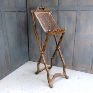 Rococo Influenced Carved Wood & Leather Vintage Ligilium Folding Lectern (SOLD)