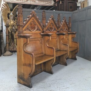Gothic Masterpiece Victorian Oak Choir Sedilia Church Pew (SOLD)