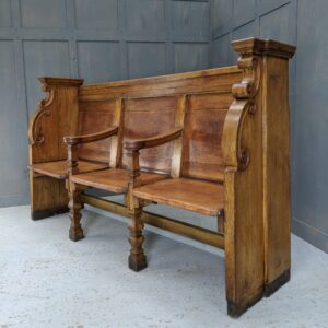 Scrolled Regency Style Antique Oak Misericord Church Choir Pew (SOLD)