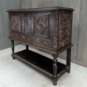 17th Century Style Antique Oak Chest Cabinet on Stand (SOLD)
