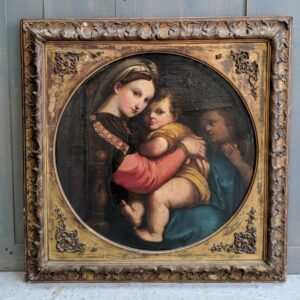 Early 18th Century Oil Painting of Madonna Della Sedia Tondo after Raphael (SOLD)