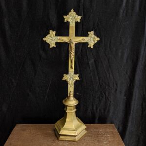 Early 1900's Antique 4kg Church Altar Bronze & Brass 'Ivy' Crucifix (SOLD)