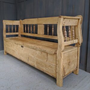 Antique Pine Balkan Bench with Large Storage Area (SOLD)