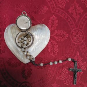 Fantastic Mother of Pearl Set of Rosary Beads in Heart Shaped Box (SOLD)