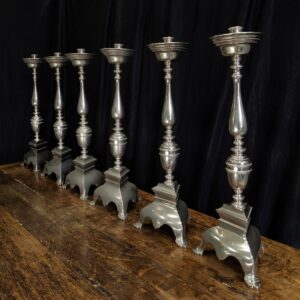 Original Antique English Georgian Style Silver Plated 'Big Six' Set of Altar Candlesticks (G) (SOLD)