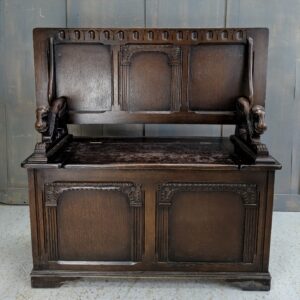 Vintage Oak & Darkwood Monks Bench by Stanley Wood of Olney (SOLD)