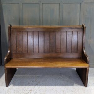 Kidbrooke Dark Oak Vintage Choir Pew with High Back & Large Top Shelf (SOLD)