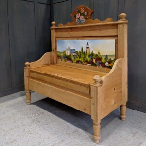 South German Handpainted Pine Monks Bench (SOLD)