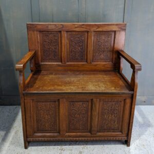 Attractive Six Panel Repro Antique Style Monks Bench (SOLD)