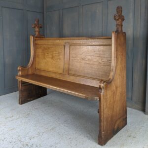 Westcliffe-On-Sea Golden Oak High Back Antique Church Choir Pew (SOLD)