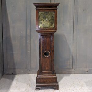 Charming Antique Georgian Oak & Brass Grandmother Clock (SOLD)