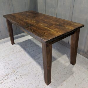 Bespoke Taper Leg Dark Pine Finish Plank Table (SOLD)