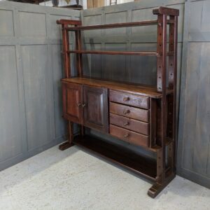 Slightly Bizarre 1960's Vintage Oak 'Cheese Press' Adjustable Bookshelf Cupboard (SOLD)