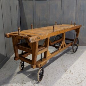 Remarkably Preserved Antique Victorian Solid Oak Steerable Coffin Bier Catafalque Trolley Hearse (SOLD)