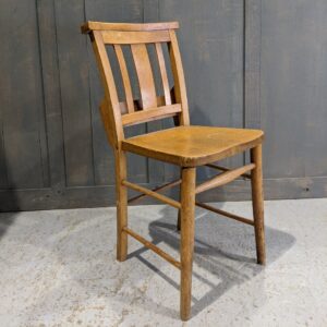 Egham Pale Vintage 1950's Elm & Beech Slatback Church Chapel Chairs (SOLD)