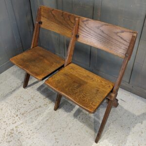 Hove 1930's Vintage Oak 2-Seater Folding Church Chairs Benches (SOLD)
