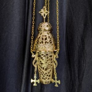 Hanging Votive Lamp Heavyweight Brass Eastern Orthodox Style (SOLD)