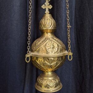 Brass Thurible, Censer, Incense Burner with Bells, Stylised Crosses & No Piercings (SOLD)