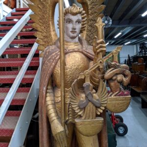 Carved Lifesize 1930s Saint Michael Archangel Statue By Eric Gill Student