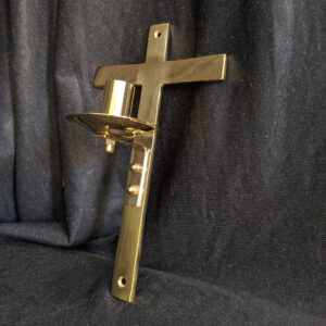 Solid Brass Wall Mounted Votive Cross Candle Holder (SOLD)