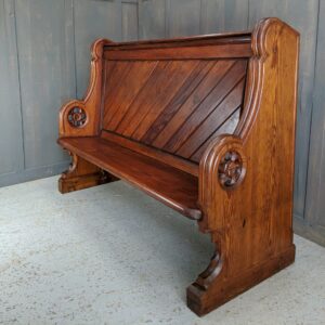 St Barnabas, Surrey Large Victorian High Back Church Choir Pew Bench with Carved Ends (SOLD)