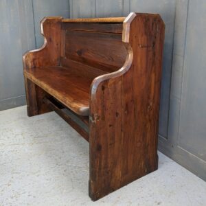 South Ferriby Sweet Panel Back Antique Pitch Pine Church Chapel Pew Bench (SOLD)