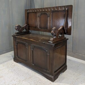 Classic 1930's Vintage Dark Oak Monks Bench (SOLD)