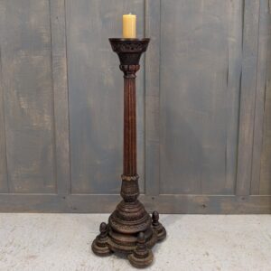 Very Elaborate Highly Carved Antique Oak Church Torchere Candlestand dated 1892 (SOLD)
