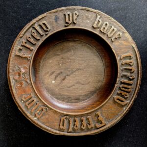 'Give Freely' Victorian Oak Collection Plate with Carved Legend & Flowers (SOLD)